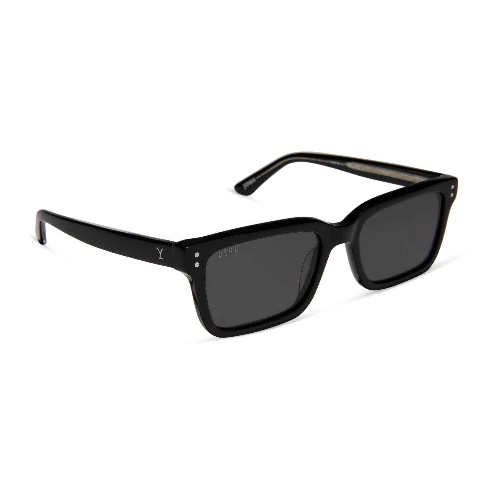 diff eyewear yellowstone john dutton sunglasses black & grey angled view