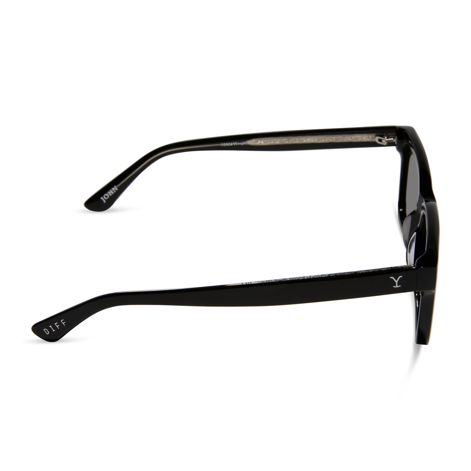 diff eyewear yellowstone john dutton sunglasses black & grey side view