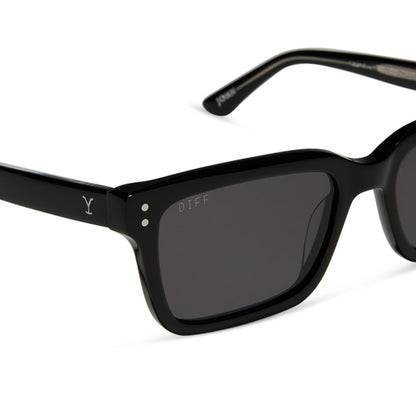 diff eyewear yellowstone john dutton sunglasses black & grey detailed view