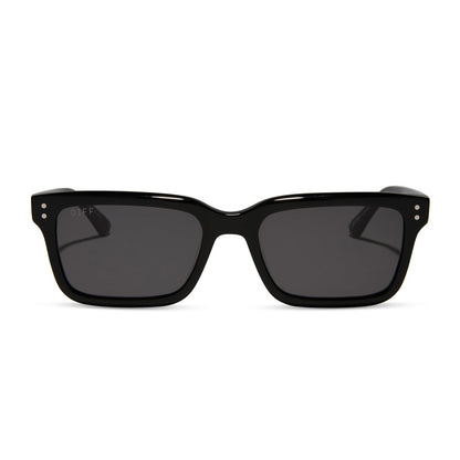 diff eyewear yellowstone john dutton rectangular prescription sunglasses black frame front view