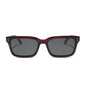 yellowstone x diff eyewear john dutton rectangular sunglasses with a redwood frame and grey polarized lenses front view