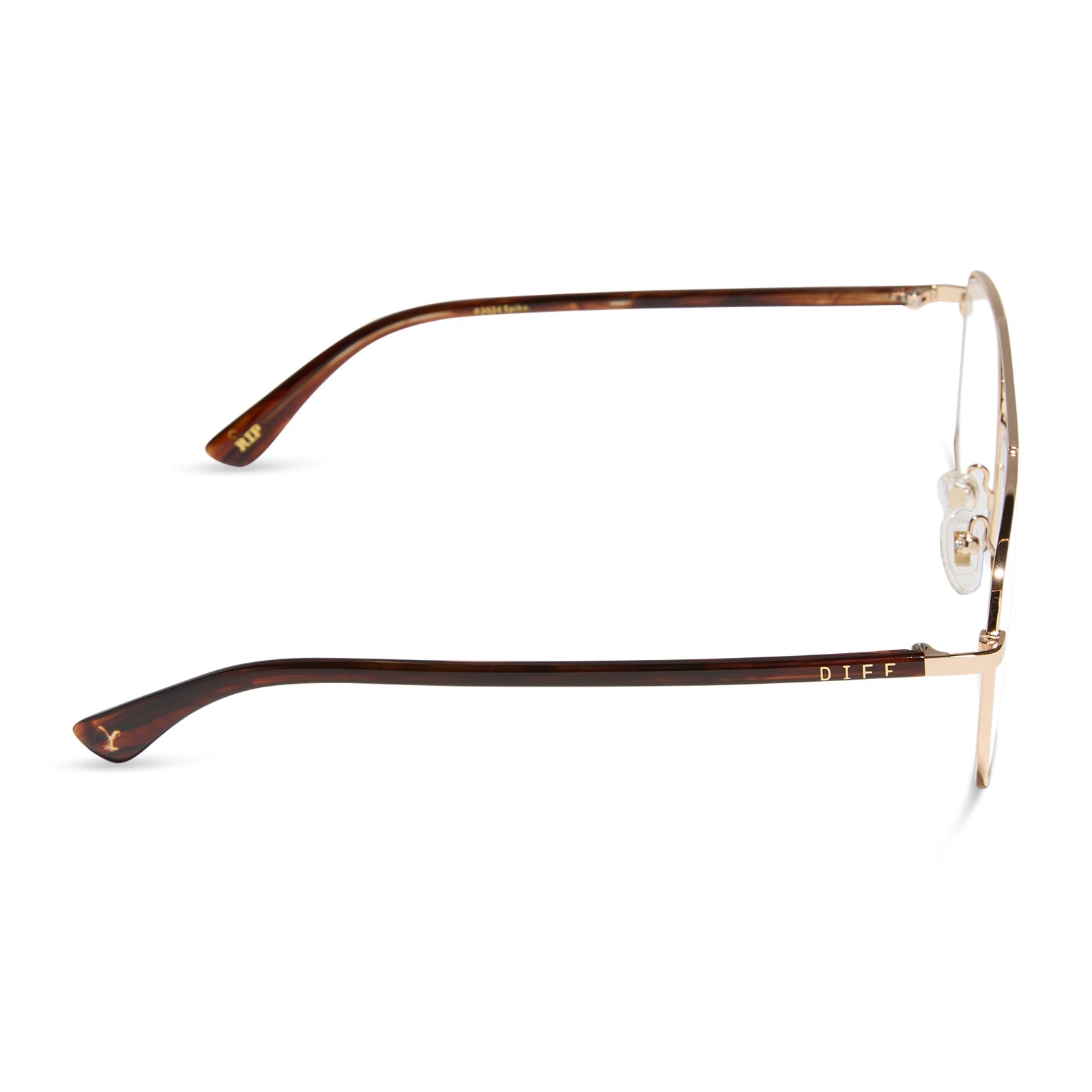 yellowstone x diff eyewear featuring the rip wheeler navigator prescription glasses with a gold frame side view