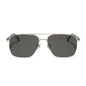 yellowstone x diff eyewear featuring the rip wheeler navigator sunglasses with a silver frame and grey polarized lenses front view
