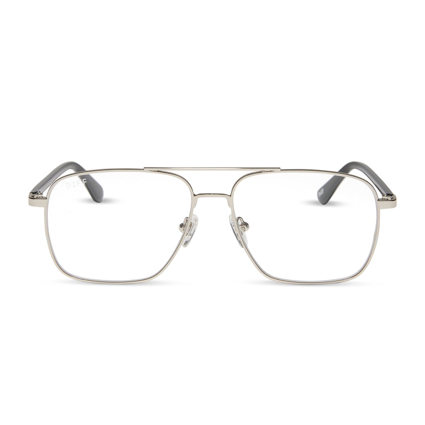 yellowstone x diff eyewear featuring the rip wheeler navigator prescription glasses with a silver frame front view