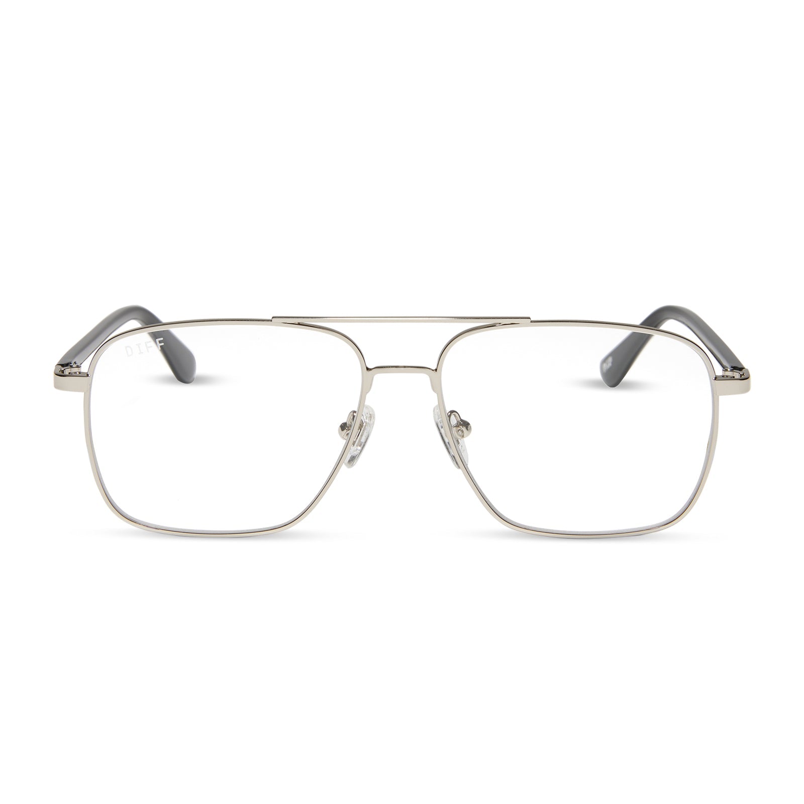 yellowstone x diff eyewear featuring the rip wheeler navigator prescription glasses with a silver frame front view