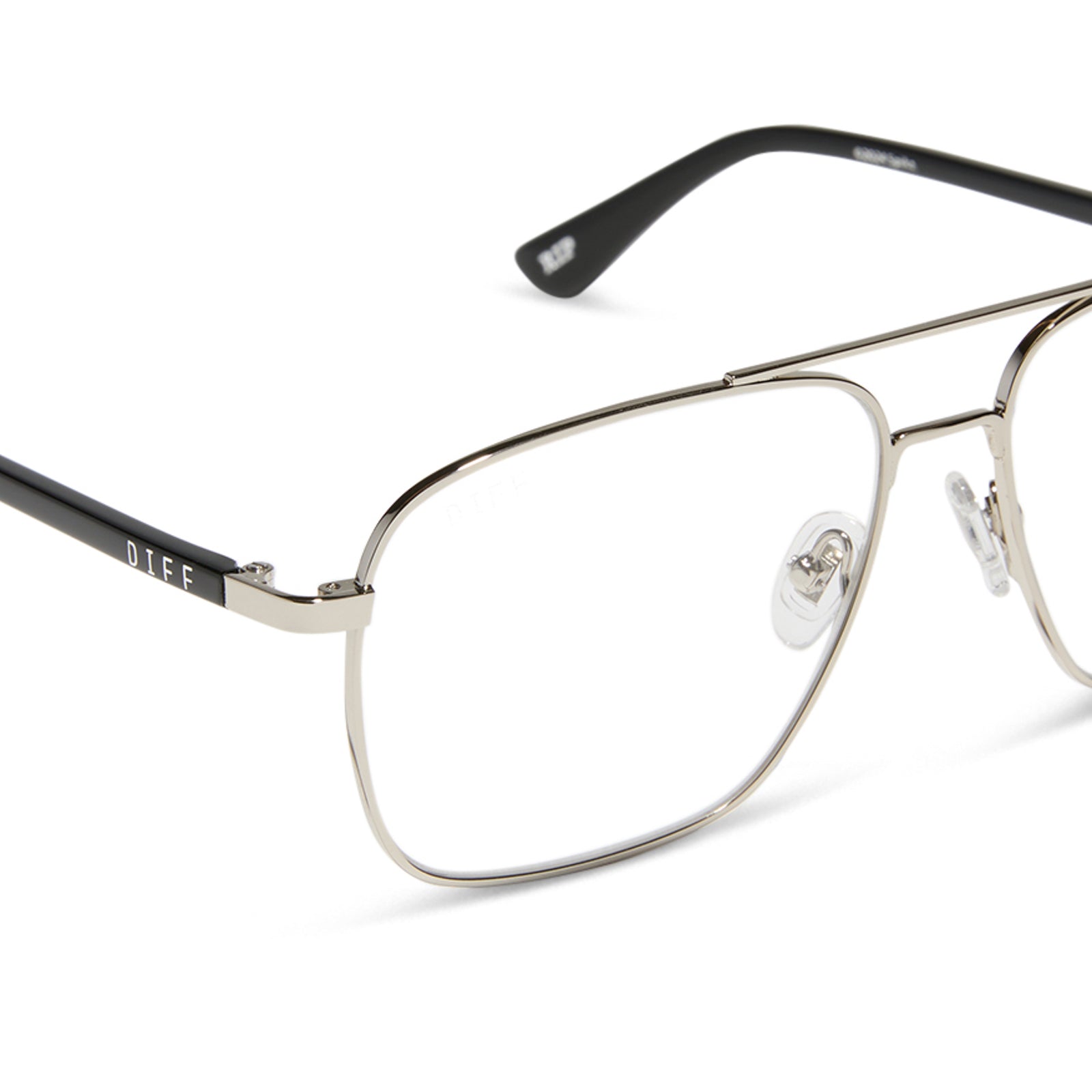 yellowstone x diff eyewear featuring the rip wheeler navigator prescription glasses with a silver frame detailed view