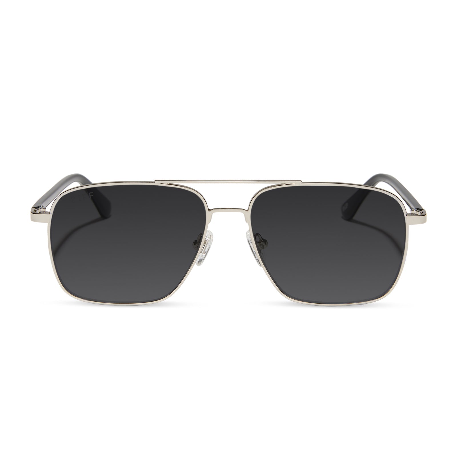 yellowstone x diff eyewear featuring the rip wheeler navigator prescription sunglasses with a silver frame front view