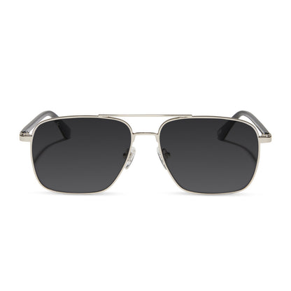 yellowstone x diff eyewear featuring the rip wheeler navigator prescription sunglasses with a silver frame front view
