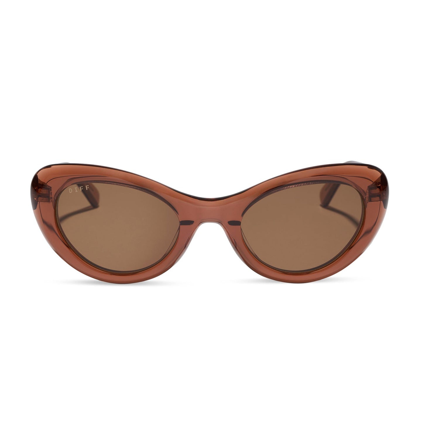 diff eyewear featuring the zaria cateye sunglasses with a café ole acetate frame and brown lenses front view