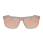 diff sport flash square sunglasses with a silver frame and peach mirror polarized lenses front view