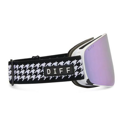 diff sport frost goggles houndstooth with lilac mirror polarized lens side view