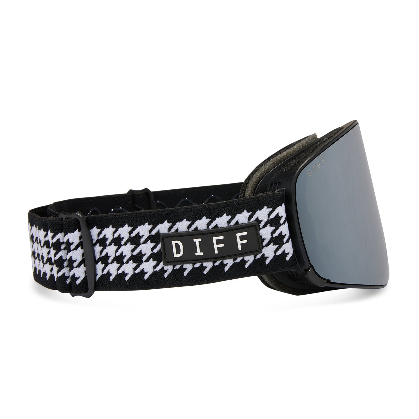 diff sport frost goggles houndstooth with silver mirror polarized lens side view