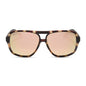 diff sport featuring the hangtime aviator sunglasses with a sport tortoise frame and champagne mirror polarized lenses front view