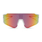 diff sport featuring the heat shield sunglasses with a crystal clear frame and rainbow mirror polarized lenses front view