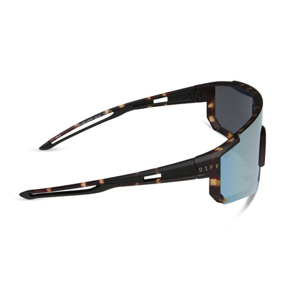 diff sport featuring the heat shield sunglasses with a sport tortoise frame and orange flash polarized lenses side view