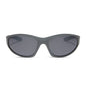 diff sport lightning wrap sunglasses with a slate grey frame and grey with silver flash polarized lenses front view