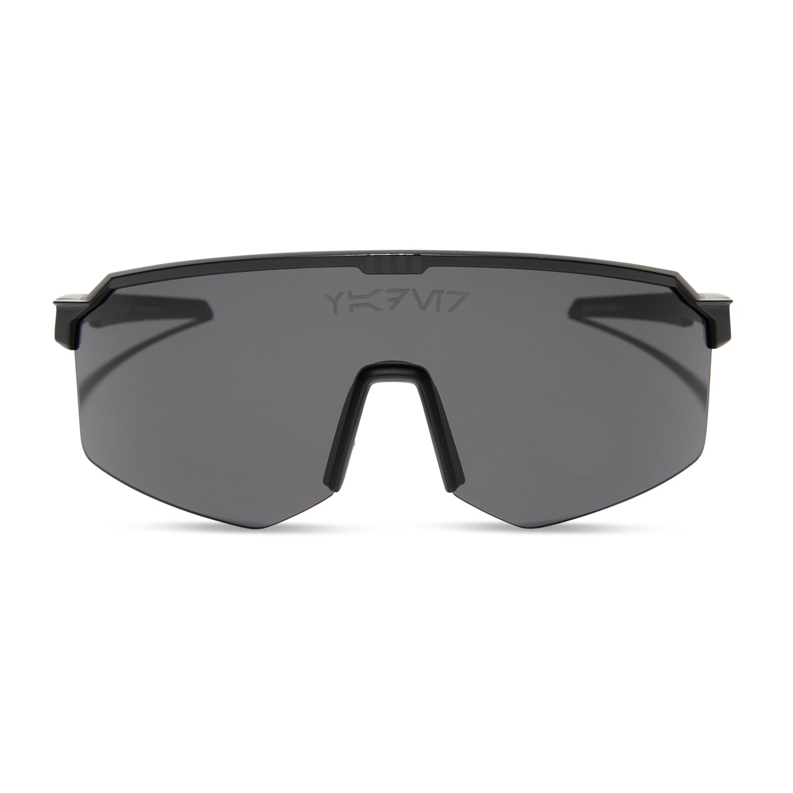 star wars™ x diff sport featuring the darth vader™ 4.0 shield sunglasses with a dark glossy black frame and black grey polarized lenses front view