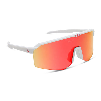 star wars™ x diff sport featuring the luke x-wing™ 2.0 shield sunglasses with a white frame and red orange fire mirror polarized lenses angled view