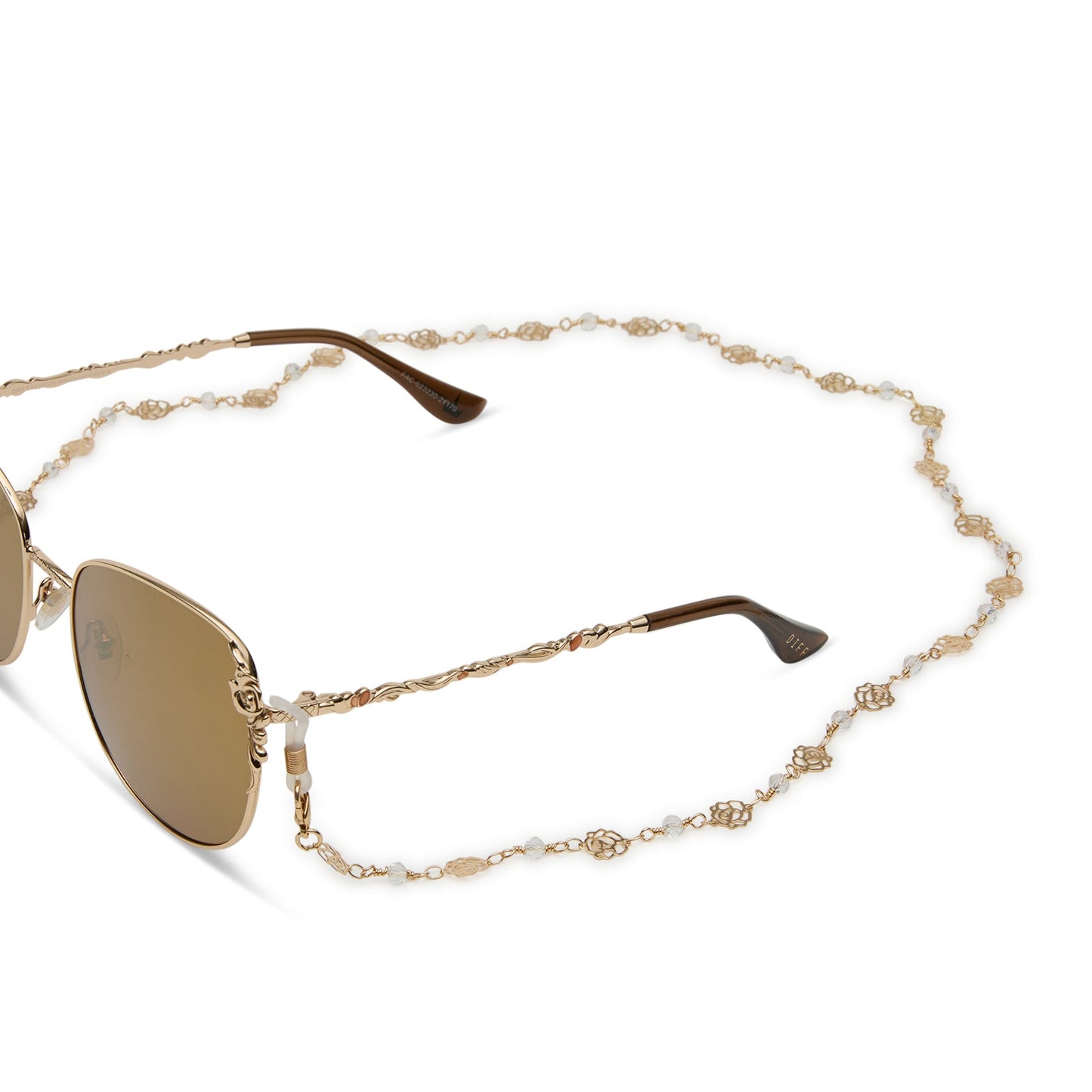 disney princess x diff eyewear belle gold chain attached to belle sunglasses