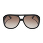 for love and lemons x diff eyewear featuring the pauline aviator sunglasses with a black frame and brown gradient lenses front view