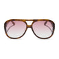 for love and lemons x diff eyewear featuring the pauline aviator sunglasses with a honey tortoise frame and rose gradient lenses front view