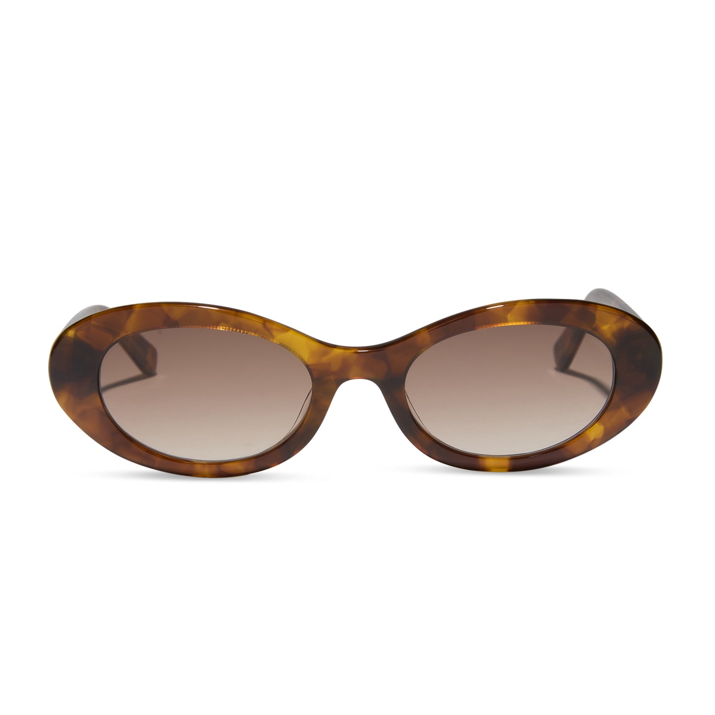 for love and lemons x diff eyewear featuring the sabrina oval sunglasses with a honey tortoise frame and brown gradient lenses front view