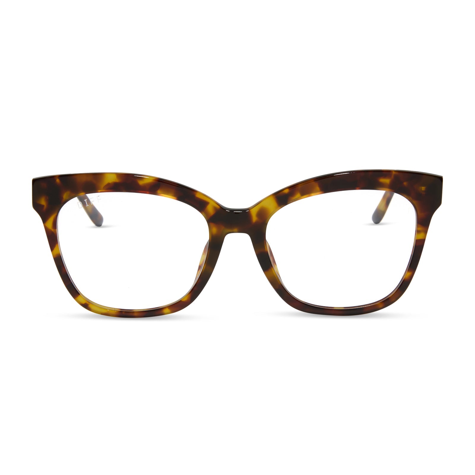 jessie james decker x diff eyewear featuring the winston prescription glasses in amber tortoise front view