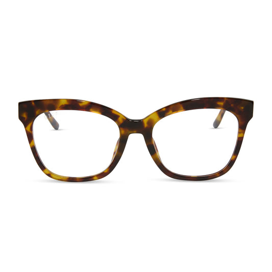 jessie james decker x diff eyewear featuring the winston prescription glasses in amber tortoise front view