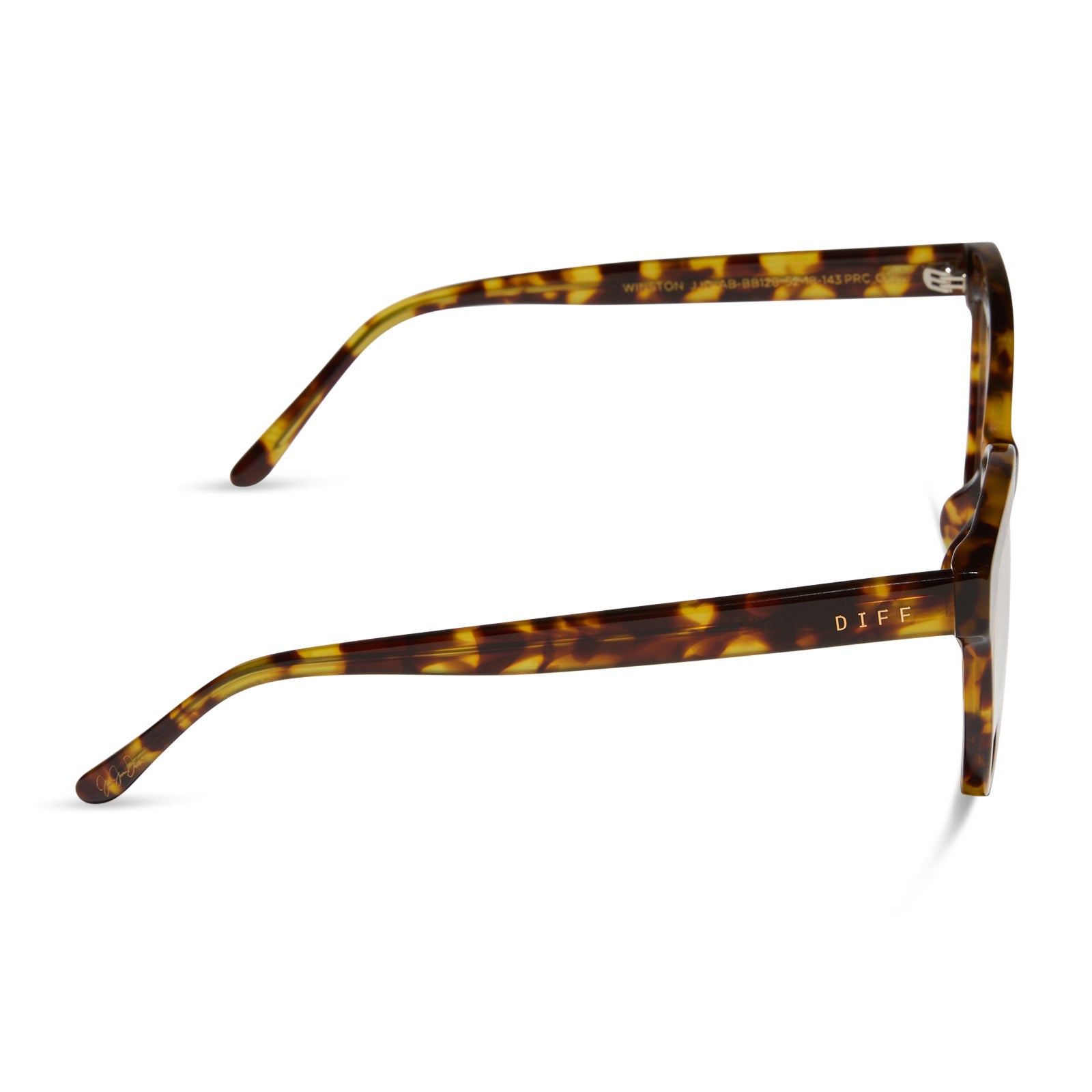 jessie james decker x diff eyewear featuring the winston prescription glasses in amber tortoise side view