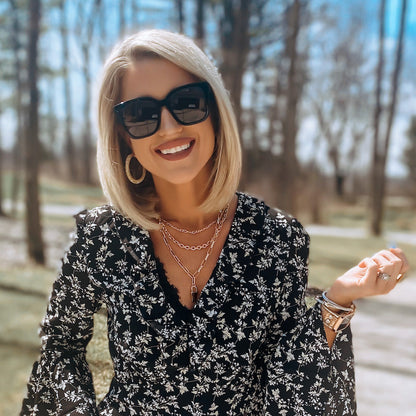 customer content - Kalee Rogers wearing the Diff Eyewear Bella Black with Grey lenses sunglasses