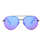 Lenox sunglasses with matte black frames and purple mirror lens front view