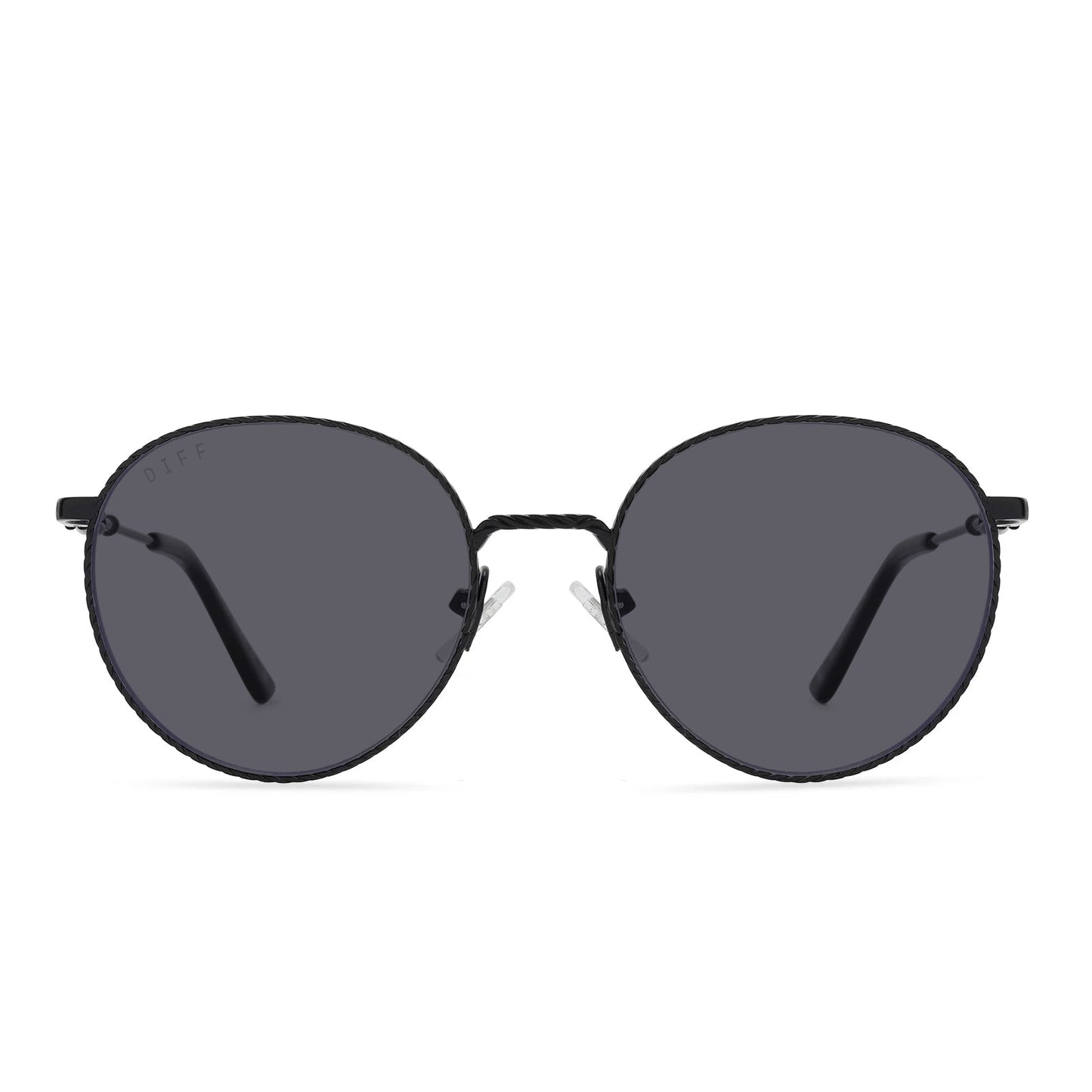 harry potter x diff eyewear ravenclaw round prescription sunglasses with a scholarly matte black metal frame front view