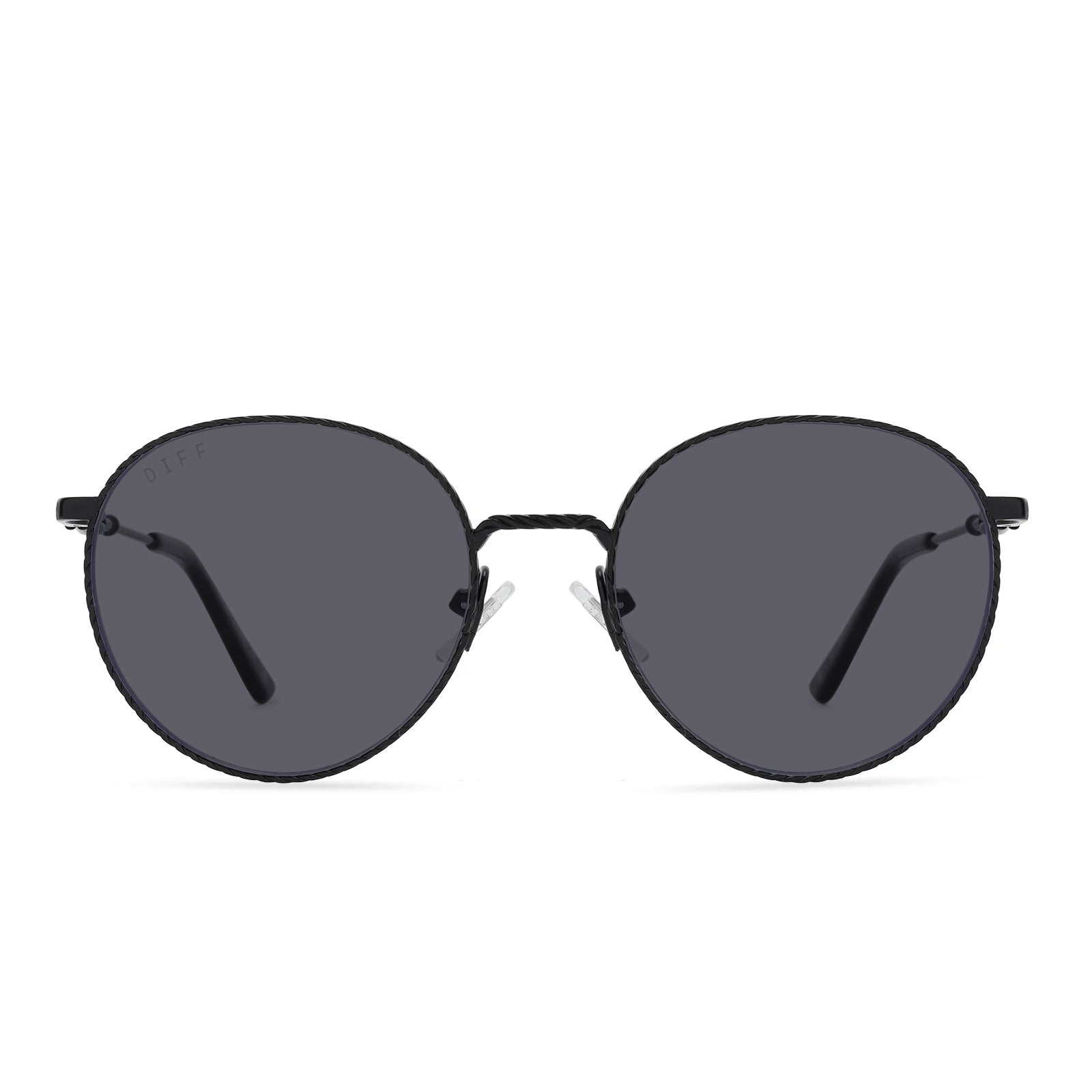 harry potter x diff eyewear ravenclaw round prescription sunglasses with a scholarly matte black metal frame front view
