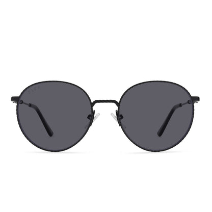 harry potter x diff eyewear ravenclaw round prescription sunglasses with a scholarly matte black metal frame front view