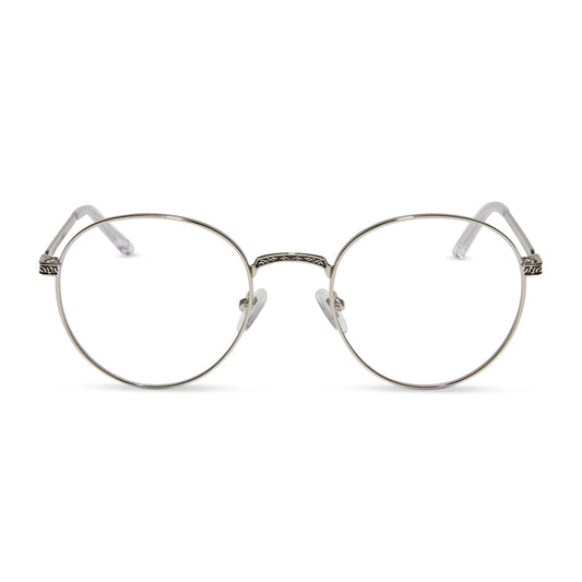 star wars x diff eyewear mace winduâ„¢ï¸ prescription glasses with space oxidized steel metal frame front view