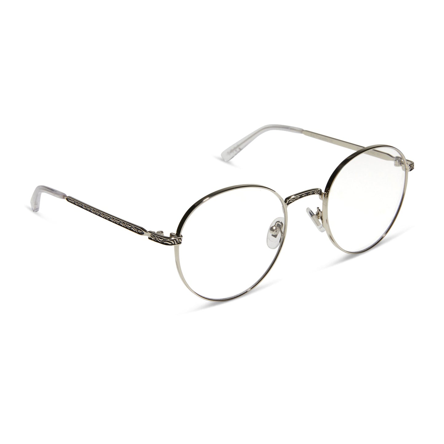 star wars x diff eyewear mace winduâ„¢ï¸ prescription glasses with space oxidized steel metal frame angled view