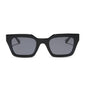 travis mathews x diff eyewear featuring the solana cat eye sunglasses with a black acetate frame and grey polarized lenses front view